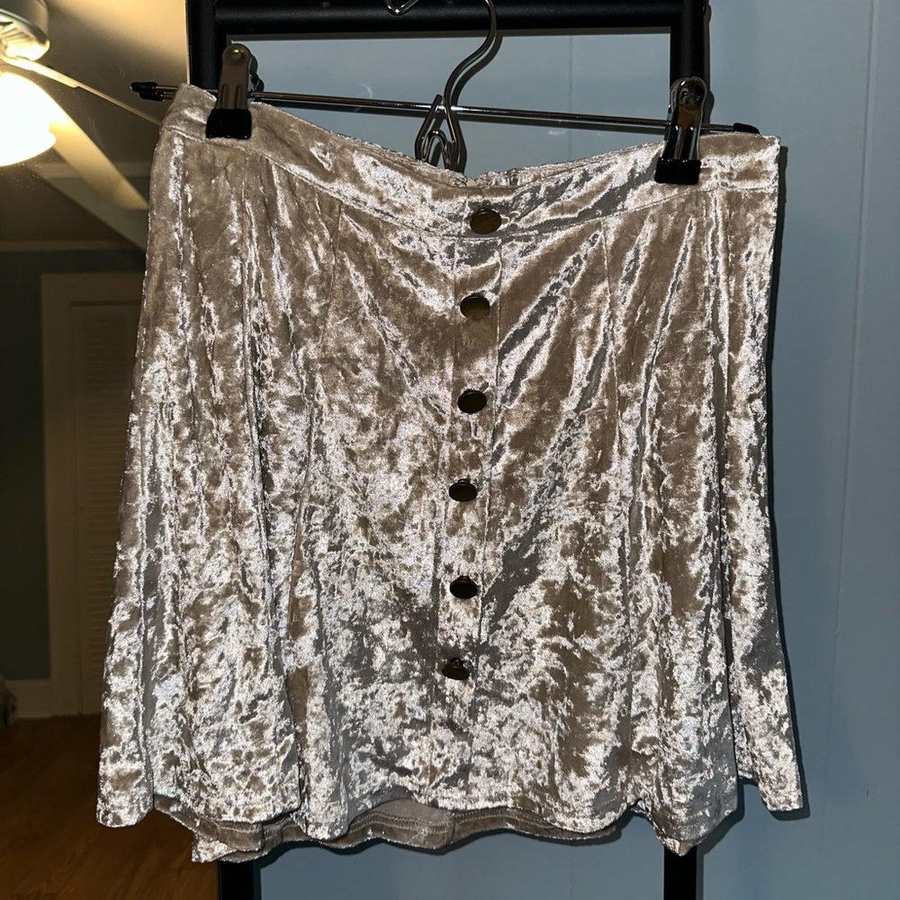 She + Sky Velvet Mini Skirt in Cream
